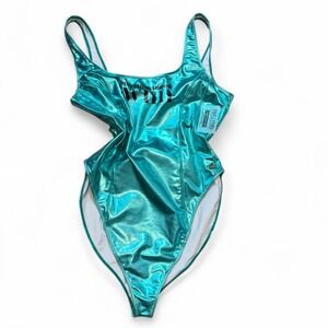 Nia Lynn x Sports Illustrated Swimsuit Metallic Blue One Piece, Women's Size XXL